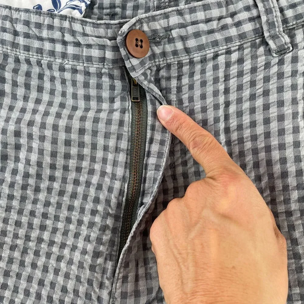 Tommy Bahama Chino Shorts Men 38 Grey‎ Seersucker Marlin Beach Vacation Casual